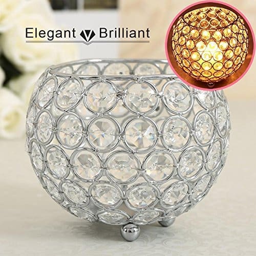 Silver Round Crystal Votive Candle Holders