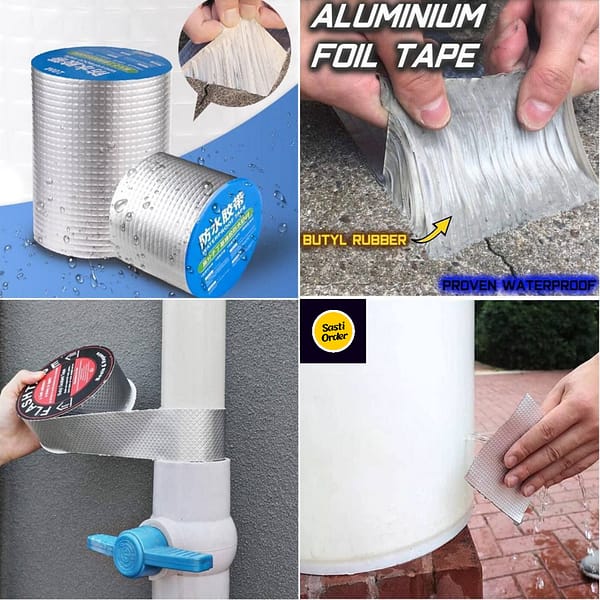 Roll of Aluminium Foil Tape featuring a shiny, metallic surface, suitable for various sealing, insulation, and repair applications in both professional and DIY projects.