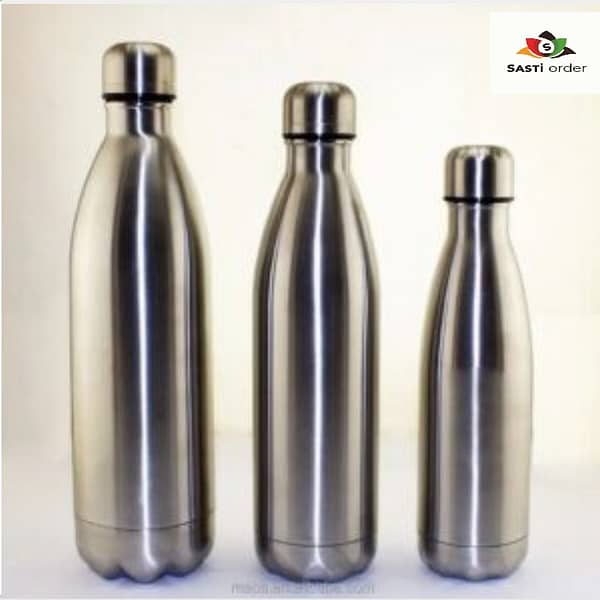 A Steel Insulated Bottle showcasing a sleek, durable design with double-wall insulation. The bottle is depicted in a modern finish, emphasizing its high-quality stainless steel construction. It features a leak-proof screw-on lid and a wide mouth opening for easy filling and cleaning, ideal for maintaining beverage temperatures for hours. Perfect for outdoor activities, workouts, or daily hydration.