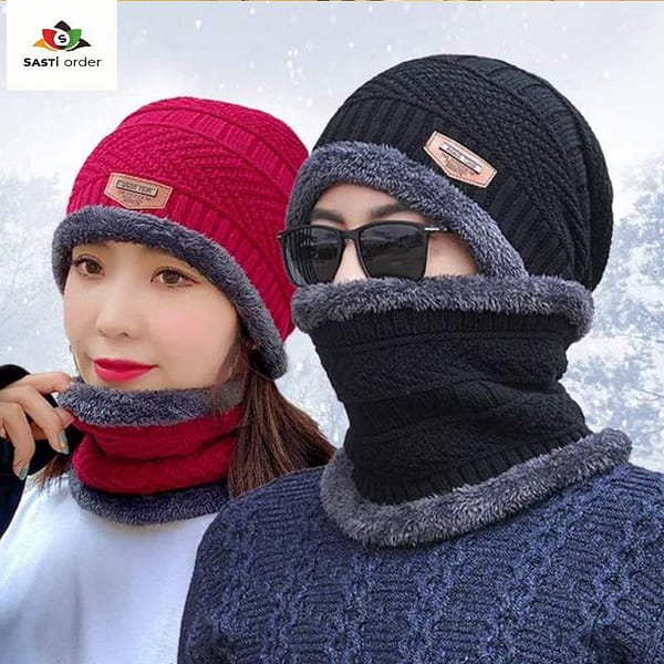 Windbreak Neckerchief Hat providing protection from wind and cold, wearable as a neckerchief, hat, or face mask.