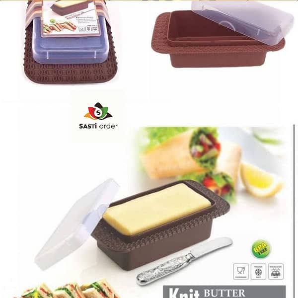 Stylish butter case with a tight-fitting lid, designed to keep butter fresh and easily accessible, made from durable materials for long-lasting use.