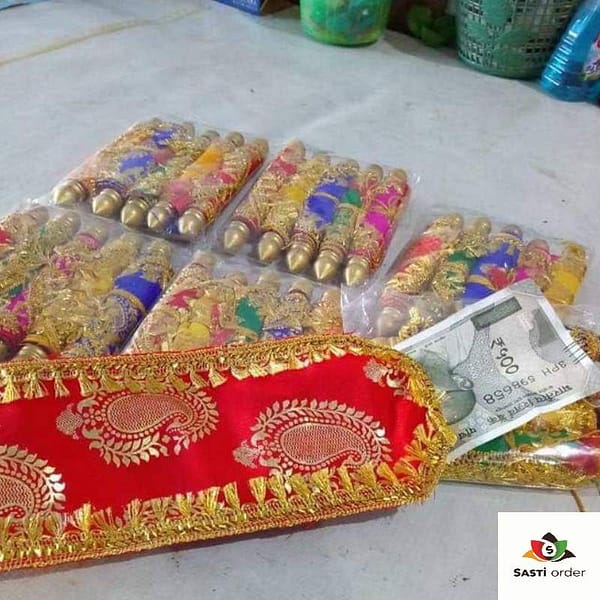 Elegant Farman Money Envelope with intricate gold embossing and traditional patterns, designed for gifting money on special occasions like weddings and festivals. Crafted from premium materials with secure closure for a luxurious presentation.