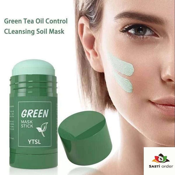 Green Mask Stick featuring a sleek design for easy application and mess-free use.