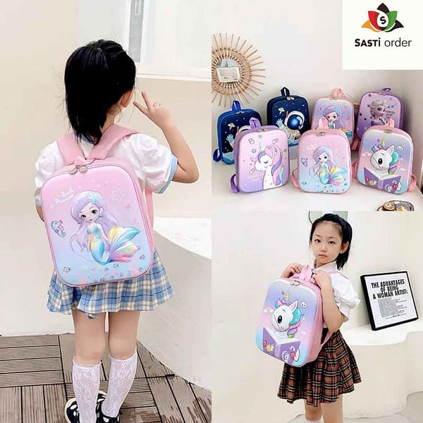 Cartoon Unicorn Mini School Bag with vibrant unicorn design and adjustable straps, perfect for young children.