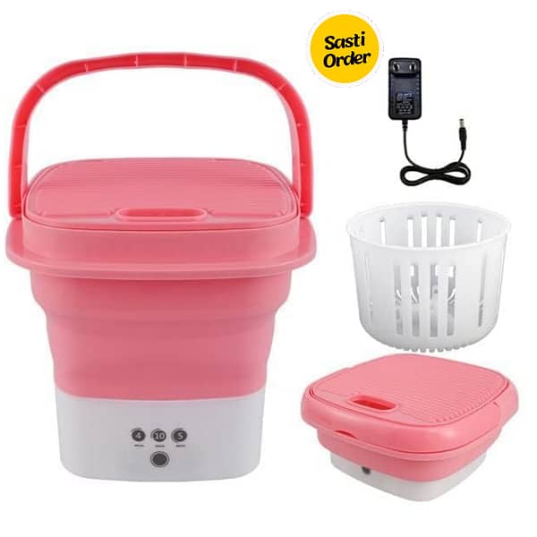 Compact Folding Washing Machine with a sleek design, perfect for small spaces and efficient laundry cleaning.