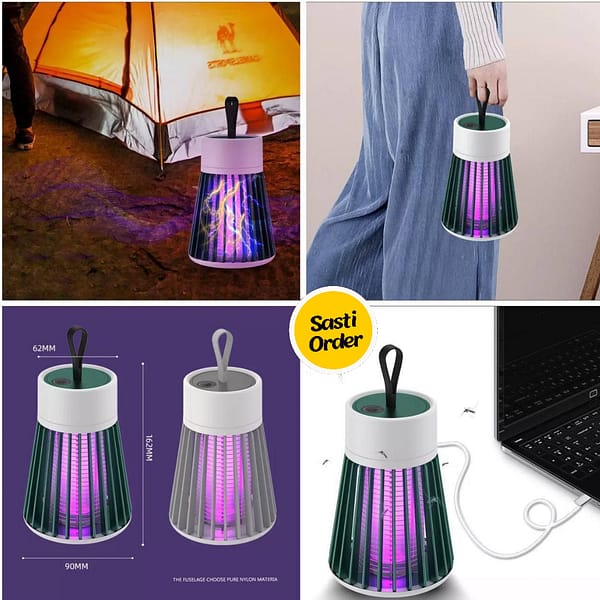 Electric Shock Mosquito Killer Lamp emitting UV light to attract and eliminate mosquitoes and flying insects safely and efficiently.