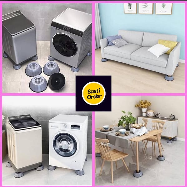 A set of Anti Vibration Pads made from durable rubber or foam, designed to reduce noise and vibrations under heavy appliances like washing machines and refrigerators. These pads provide floor protection and stability, enhancing the performance of appliances while preventing scratches and movement. Easy to install and suitable for various household items.