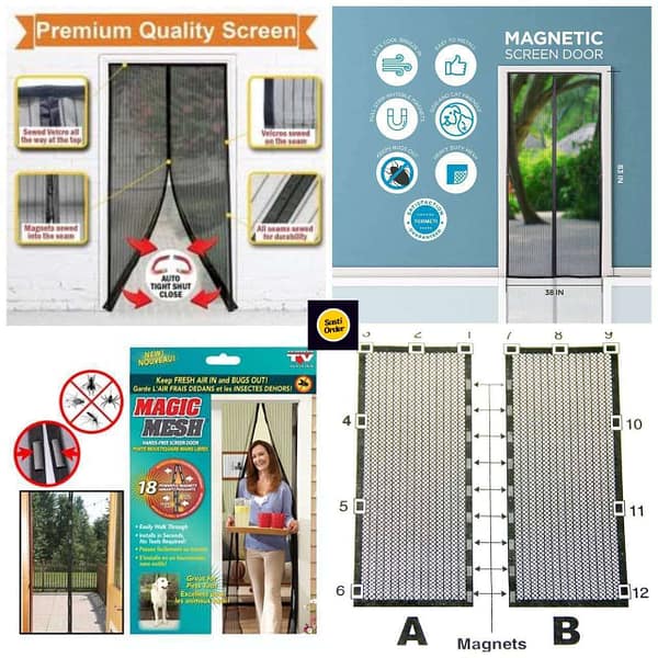Magic Mesh magnetic screen door that automatically closes to keep bugs out while allowing fresh air in.