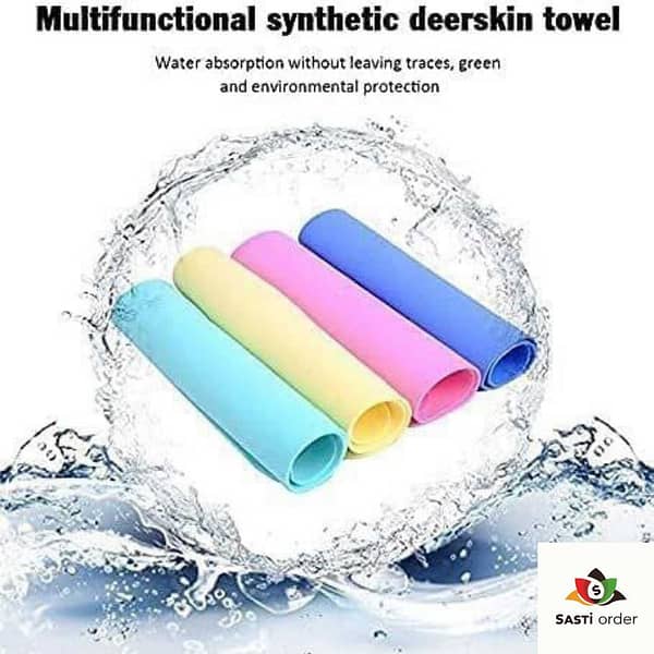 "Double Folded Magic Towel displayed in a compact form next to a full-sized towel after being wet, showcasing its quick-dry microfiber material and versatility for travel and everyday use."