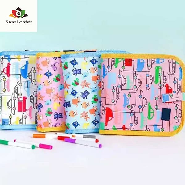 "Kids Educational Drawing Blackboard showcasing dual-sided surfaces for chalk and dry-erase markers."
