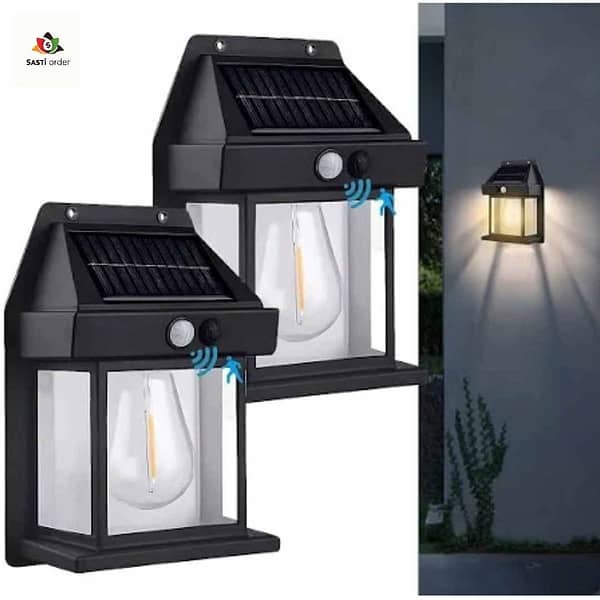 A stylish Solar Lamp designed for outdoor use, featuring a sleek design and solar panels, providing eco-friendly illumination for gardens, patios, and pathways.