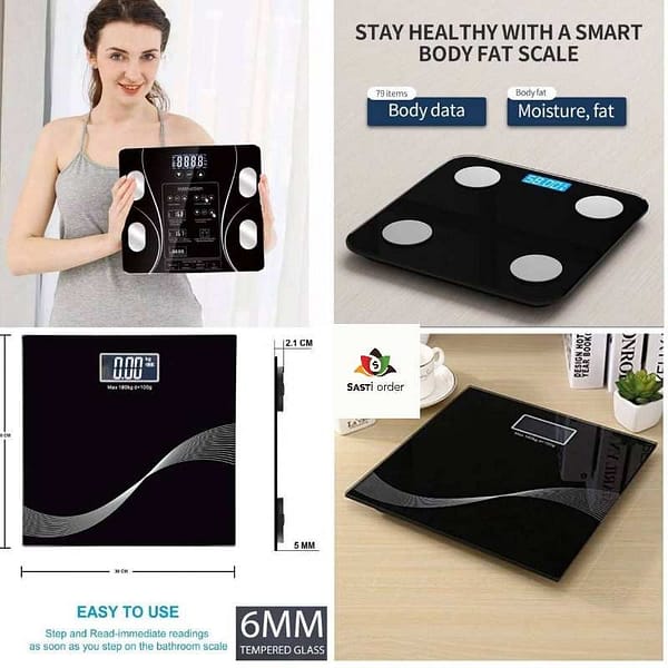 Digital bathroom scale with a large LCD display for accurate weight measurements.