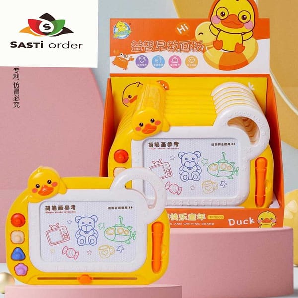 Portable erasable plastic color children's magic drawing board for mess-free creative fun.