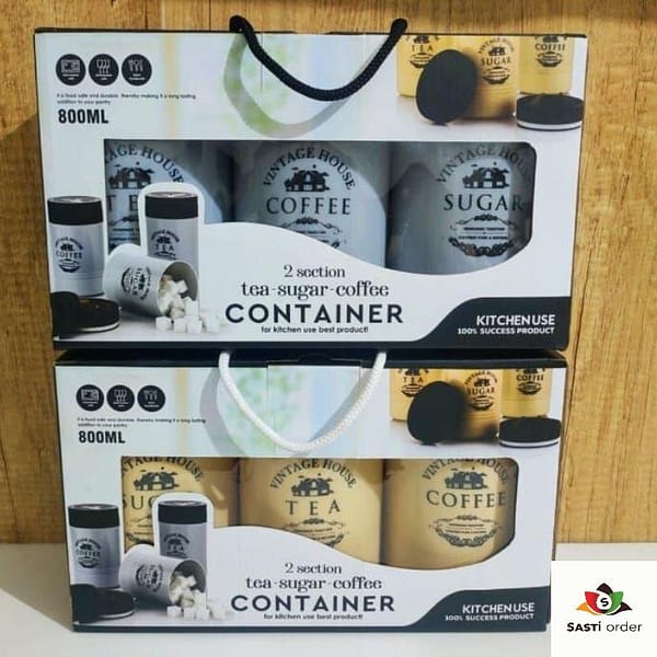 Glory matt Design Set of 3 Tea, Sugar & Coffee Container | Storage Jar for Kitchen Can be used for multipurpose 500 ML
