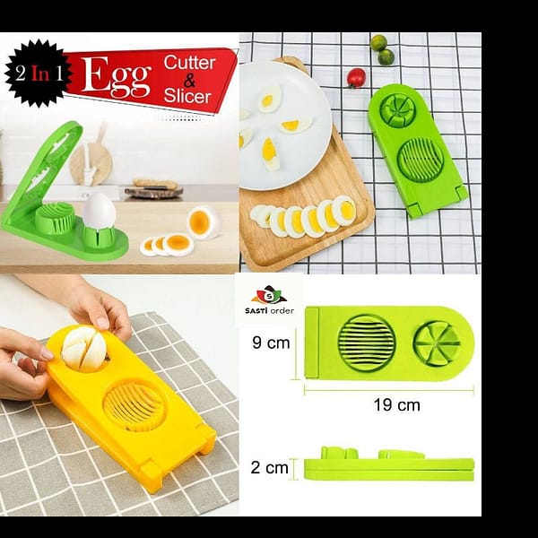 2-in-1 egg slicer with stainless steel wires and two cutting options: slice hard-boiled eggs into perfect oval or round shapes with ease. The compact, durable design makes it convenient for storage, while the non-slip base ensures stability during use.