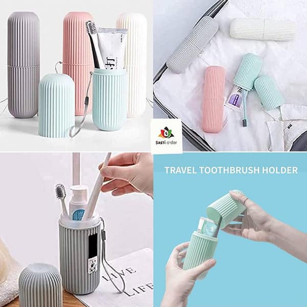 Portable travel toothbrush case, compact and durable design, ideal for protecting toothbrushes while traveling.