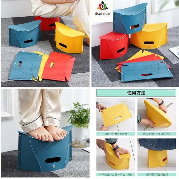 Compact and lightweight portable folding stool for outdoor use, featuring a durable frame and easy foldable design.