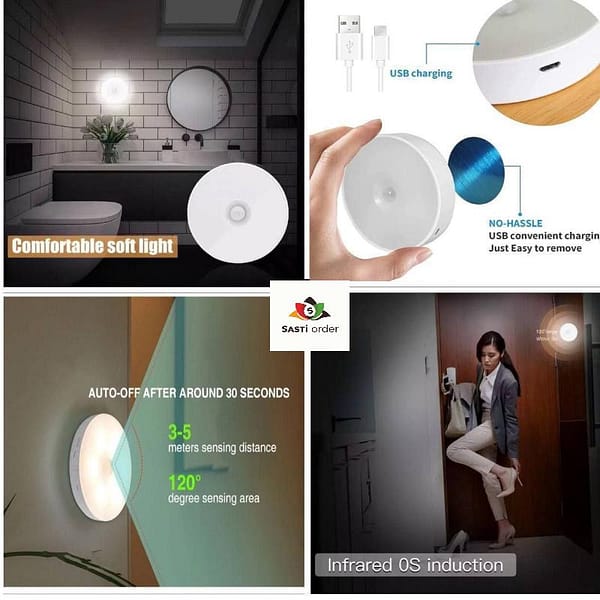 LED Lamp Human Body Induction Night Light For Car, Indoor, Stairs, Wardrobe, Kitchen, Cupboard With Magnetic Base