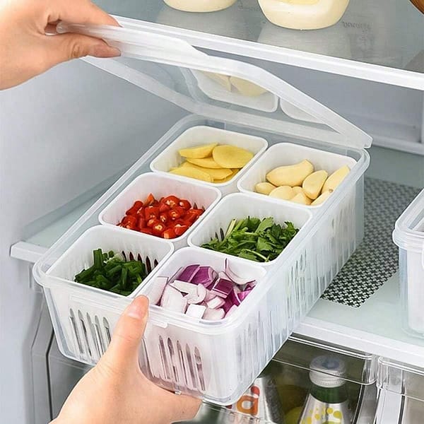 Fridge Organizer Drain Basket Meat Onion Ginger Freezer Storage Containers