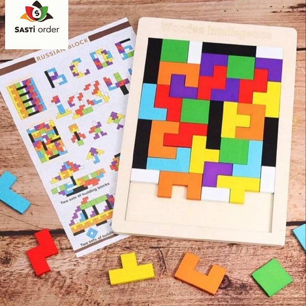 KRIDEZ Wood Intelligence Brain Games,Mini Travel Puzzles for Kids, Building Blocks Teasers Educational Toy, Childrens Board Game 40 Pcs Puzzle Indoor | Outdoor Ages 3+ Year Kids - Pack of 1